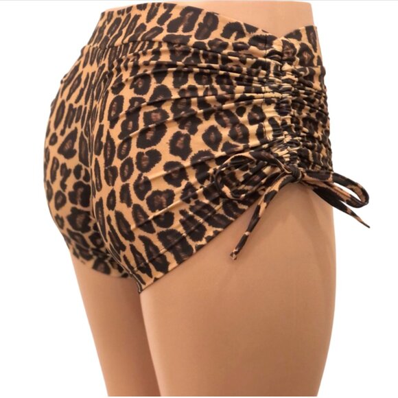 Cheetah Animal Print Hot Yoga Short Swim- High Waist Short- Made in USA NEW - Picture 8 of 8